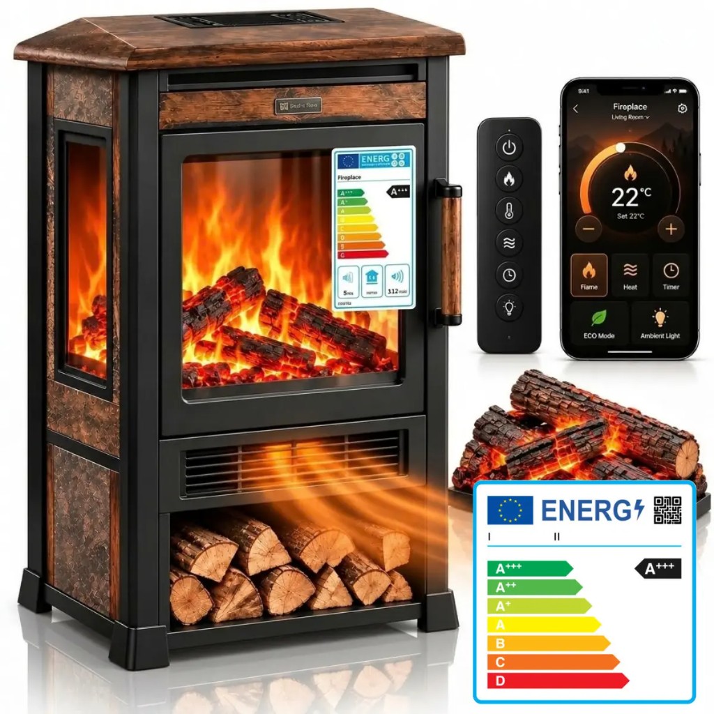 Thermora™ — stufa elettrica con telecomando IR, App WiFi e classe A+++
