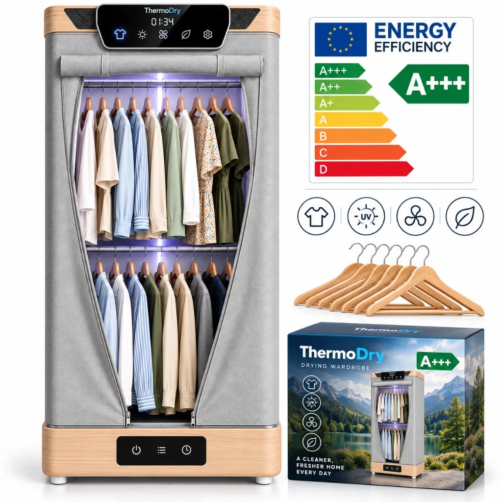 Kit completo ThermoDry: unità, grucce, confezione e garanzia inclusa